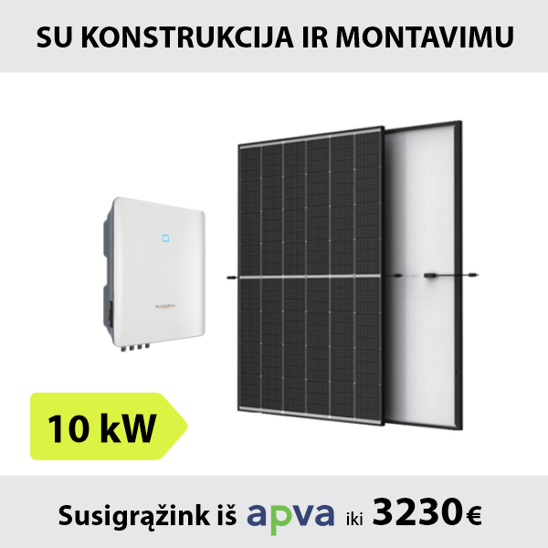 10kW Saulės elektrinės komplektas su montavimu: Sungrow inverteris + TrinaSolar saulės moduliai