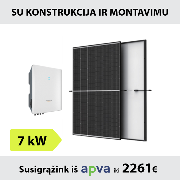 7kW Saulės elektrinės komplektas su montavimu: Sungrow inverteris + TrinaSolar saulės moduliai