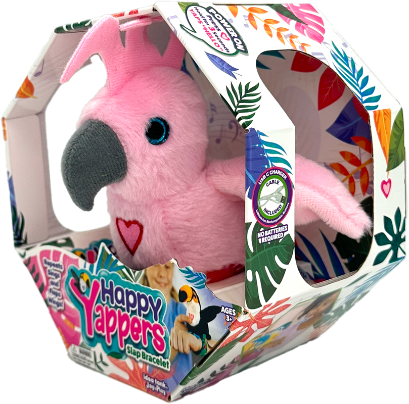 Happy Yappers interaktyvi kakadu papūga, spalvinga, kalbanti smagiais balsais