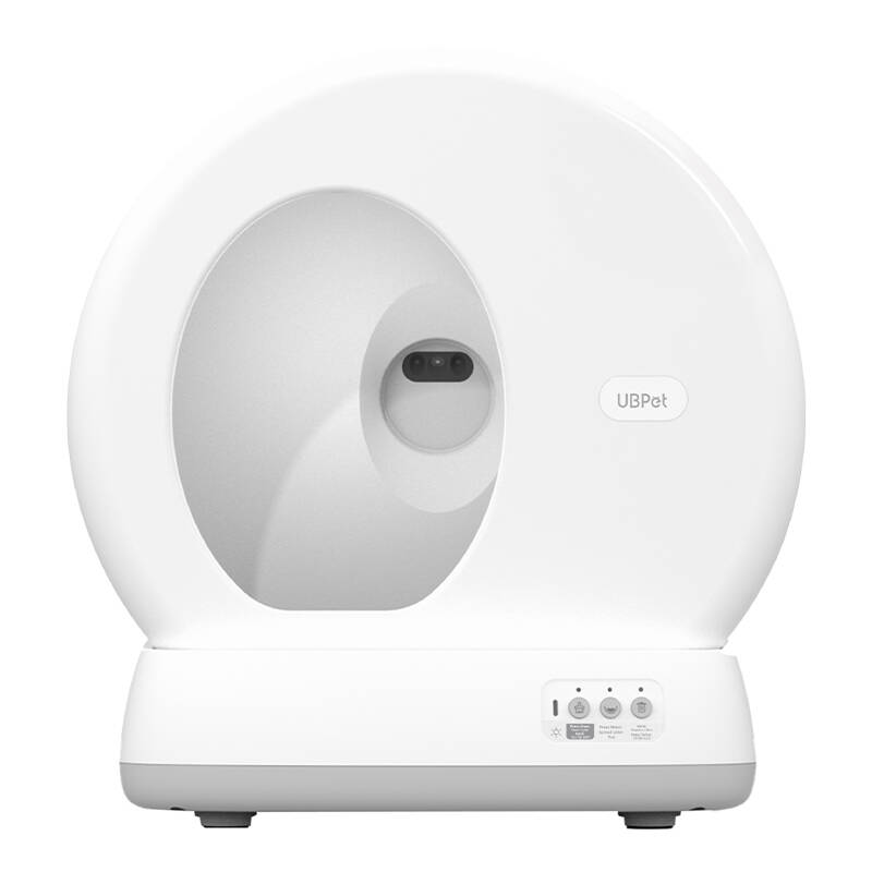 Išmanus automatinis kačių tualetas „UBPet C10 Pro“. Ovalios forms, baltos spalvos.