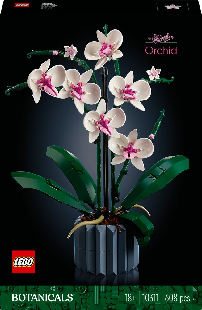 Lego orchidėja Botanical serijos 10311  konstruktorius vazone, surenkama interjero detalė