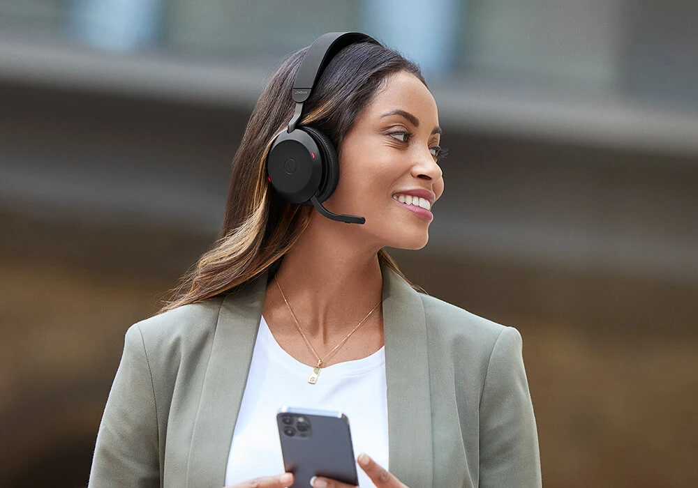 Beilaidės ausinės Jabra Evolve2 75, USB-A, Bluetooth, MS-Teams | spalva: juoda aprašymas - Prekės nuotrauka