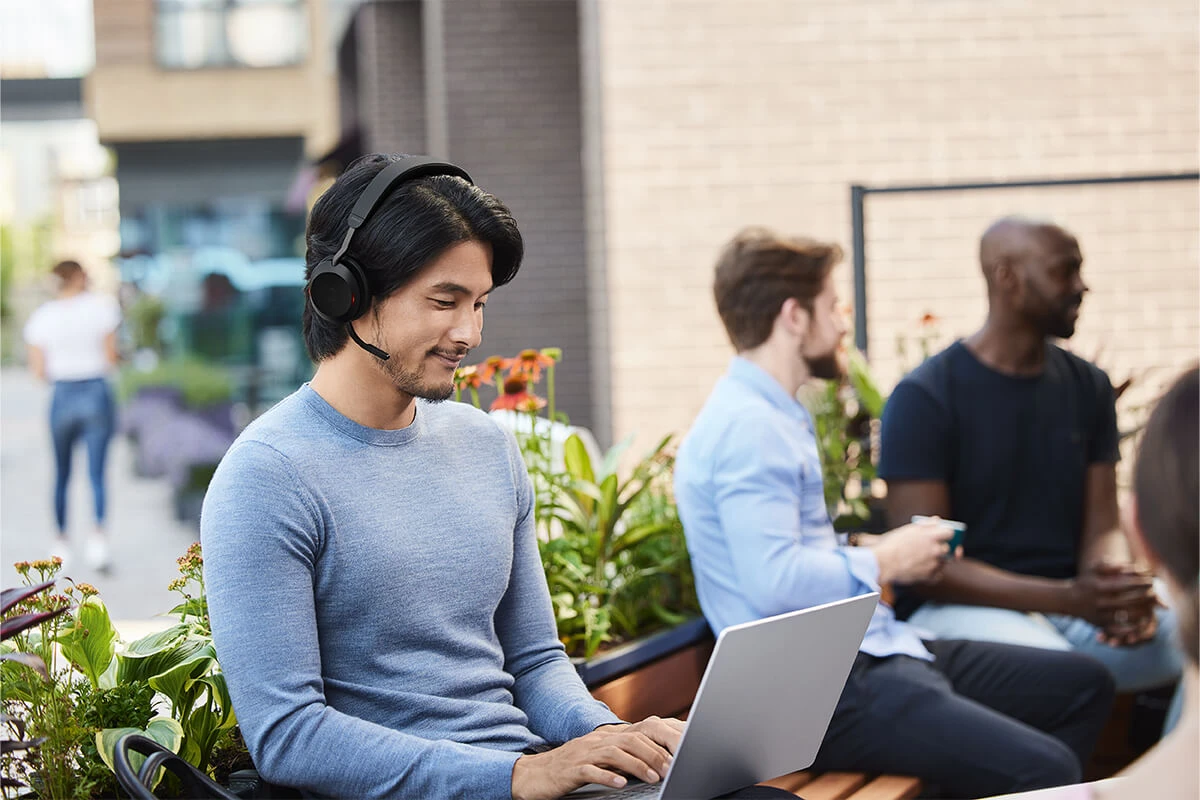 Beilaidės ausinės Jabra Evolve2 75, USB-A, Bluetooth, MS-Teams | spalva: juoda aprašymas - Prekės nuotrauka