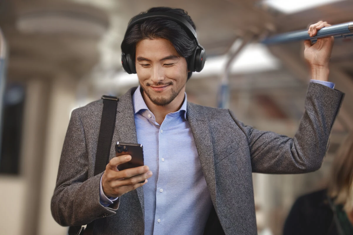 Beilaidės ausinės Jabra Evolve2 75, USB-A, Bluetooth, MS-Teams | spalva: juoda aprašymas - Prekės nuotrauka