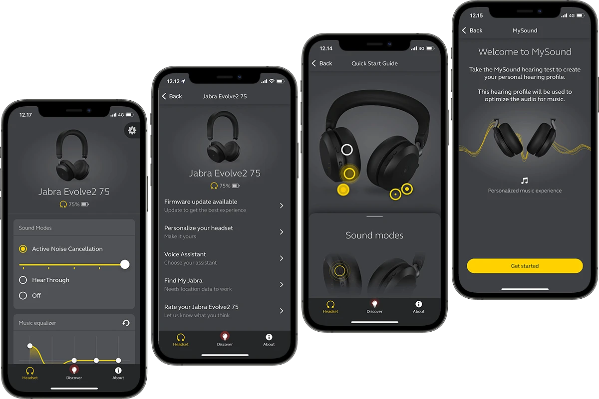 Beilaidės ausinės Jabra Evolve2 75, USB-A, Bluetooth, MS-Teams | spalva: juoda aprašymas - Prekės nuotrauka