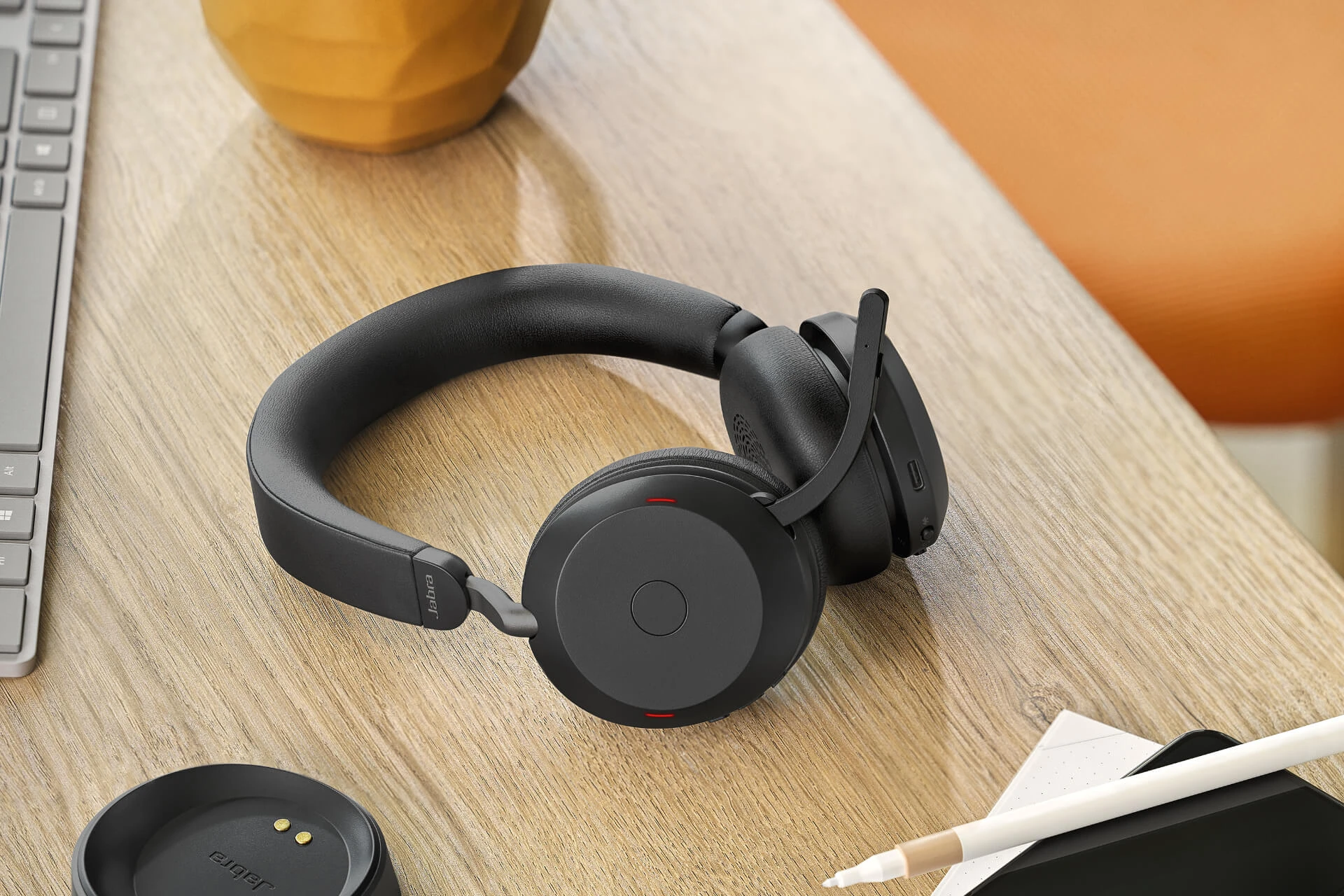 Beilaidės ausinės Jabra Evolve2 75, USB-A, Bluetooth, MS-Teams | spalva: juoda aprašymas - Prekės nuotrauka