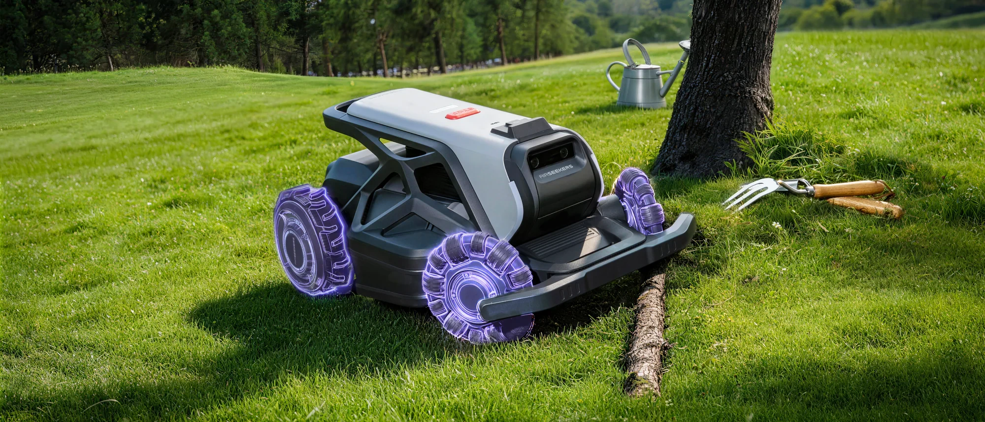 Airseekers belaidis vejos robotas su mulčiavimo funkcija Tron SE 1500m2, 300° AI Vision + NRTK aprašymas - Prekės nuotrauka