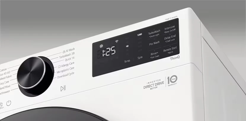 Skalbimo mašina LG 9 kg AI Direct Drive™, Counter-Depth MAX™, balta | F2X50S9TWB aprašymas - Prekės nuotrauka