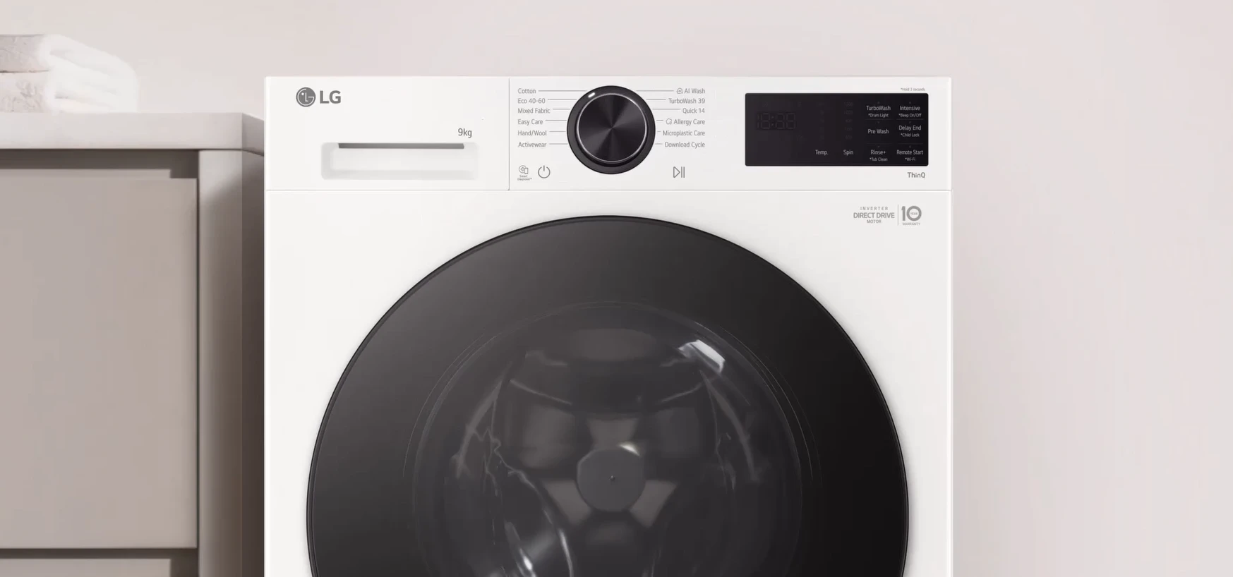 Skalbimo mašina LG 9 kg AI Direct Drive™, Counter-Depth MAX™, balta | F2X50S9TWB aprašymas - Prekės nuotrauka