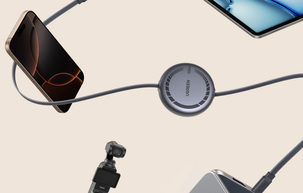 Ugreen USB-C į USB-C 100W greito įkrovimo kabelis su ištraukiamu mechanizmu, 1 m (65905) aprašymas - Prekės nuotrauka
