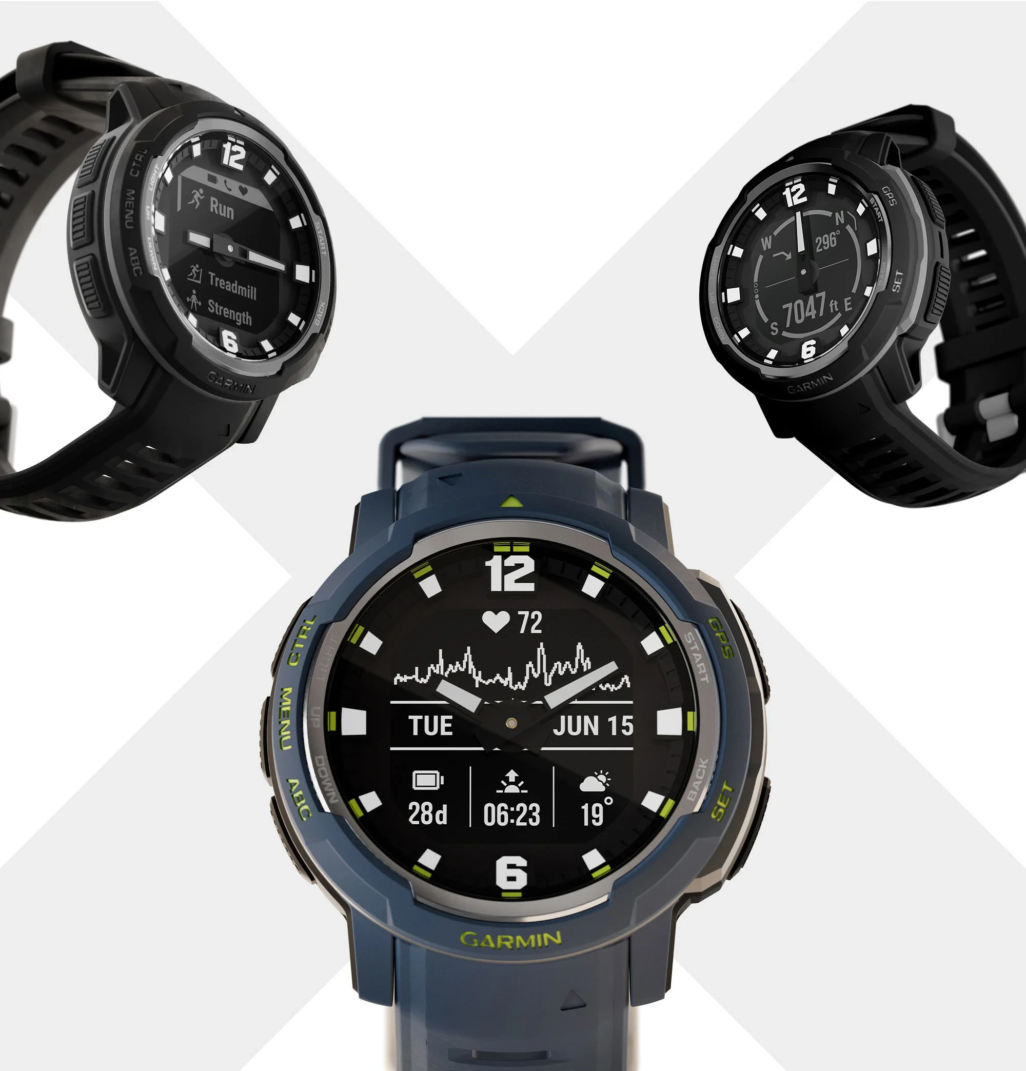 Išmanusis laikrodis Garmin Instinct® Crossover - Standard Edition, Juodos spalvos aprašymas - Prekės nuotrauka