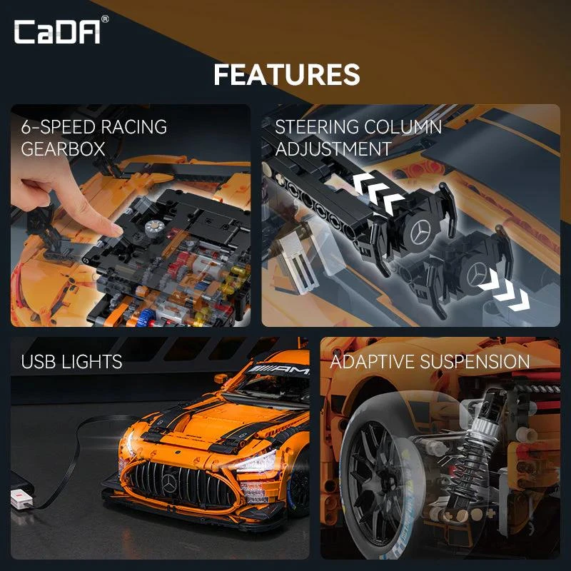 Konstruktorius CaDA Mercedes AMG GT3 1/8 (5466 dalių) aprašymas - Prekės nuotrauka