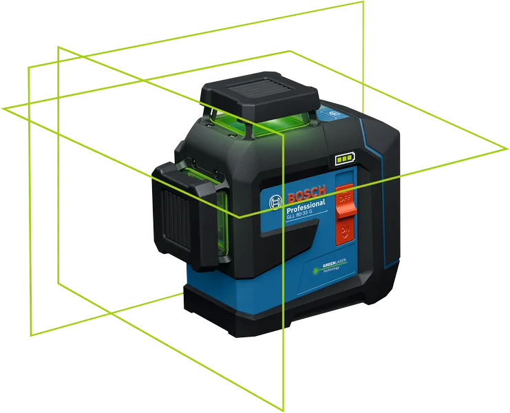 Bosch  Linijinis lazerinis nivelyras GLL 80-33 G lagamine su universaliu laikikliu LB 10 (0601065501) aprašymas - Prekės nuotrauka
