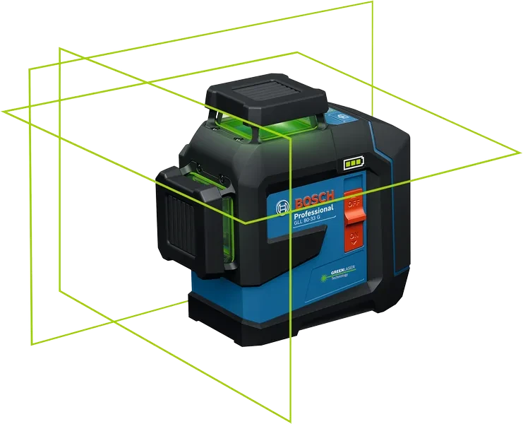 Bosch  Linijinis lazerinis nivelyras GLL 80-33 G lagamine su universaliu laikikliu LB 10 (0601065501) aprašymas - Prekės nuotrauka
