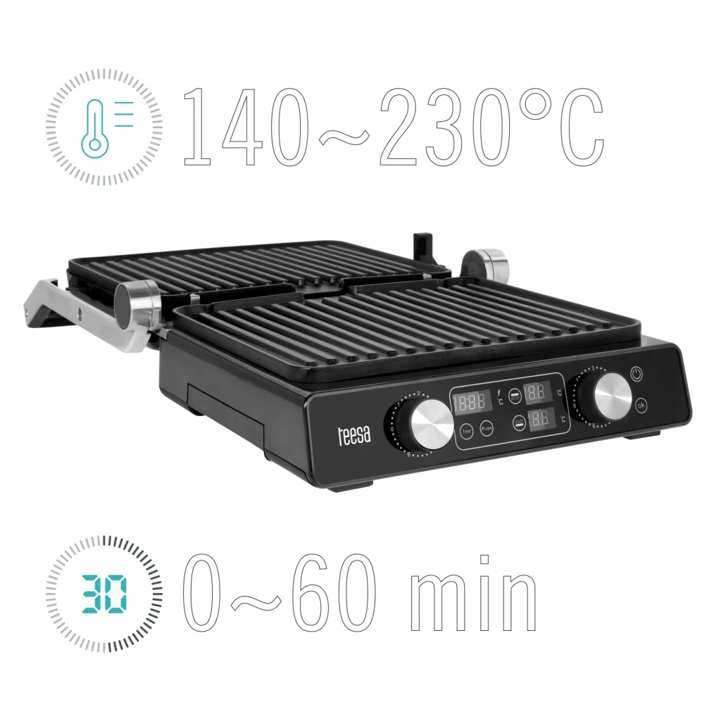Elektrinis grilis Teesa Panini Grill, 2000 W, 3 kepimo režimai aprašymas - Prekės nuotrauka