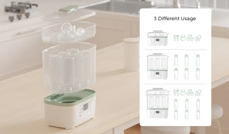 Elektrinis garų buteliukų sterilizatorius kūdikiams Momcozy 8-in-1 aprašymas - Prekės nuotrauka