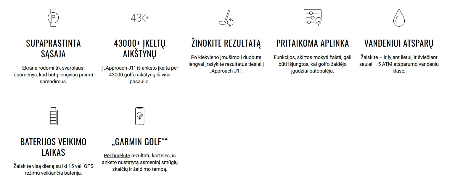 Išmanusis laikrodis Garmin Approach® J1, sidabrinis aliumininis korpusas su alyvos spalvos „ComfortFit“ medžiaginiu dirželiu | 010-03898-10 aprašymas - Prekės nuotrauka