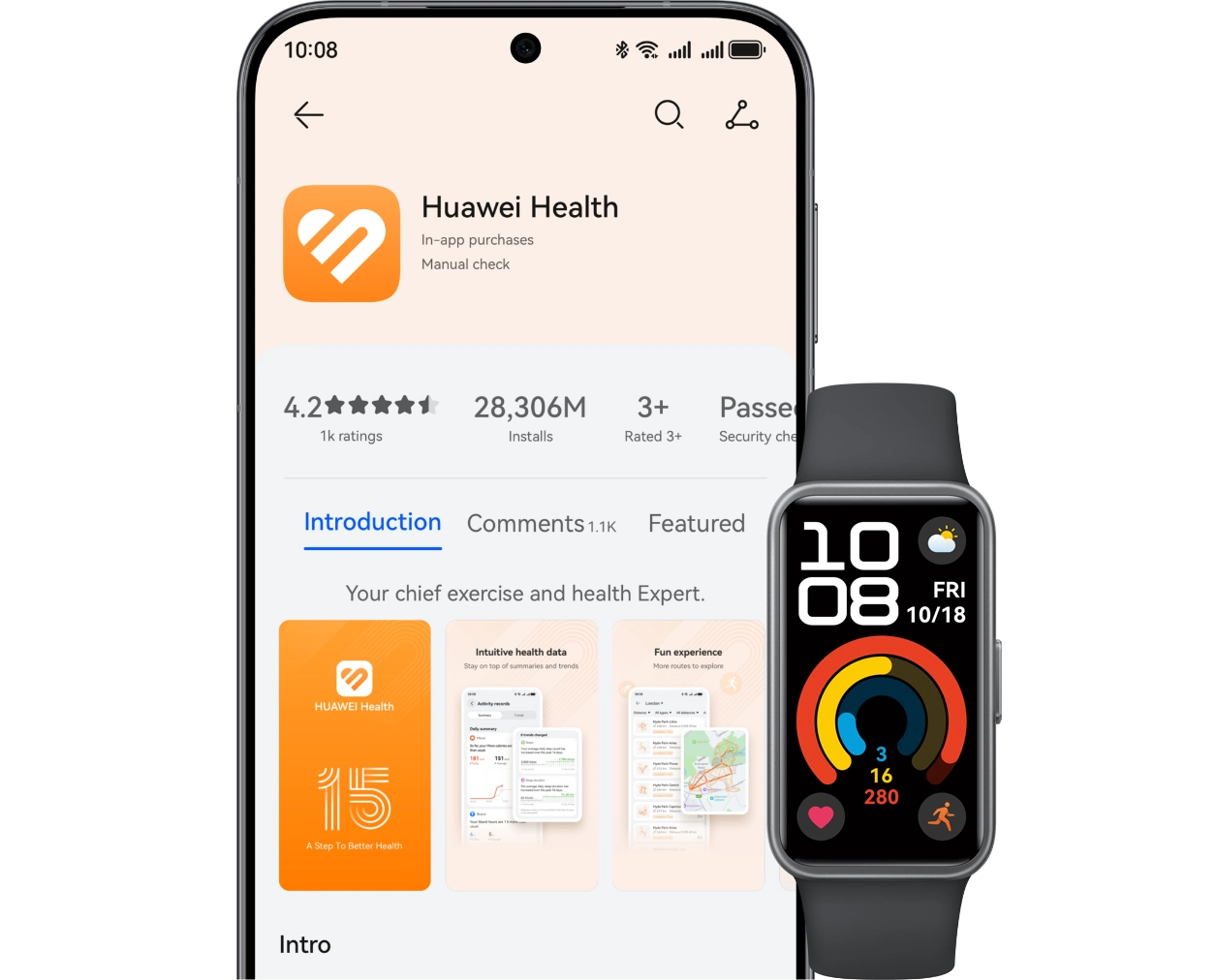 HUAWEI Band 10 Pink aprašymas - Prekės nuotrauka