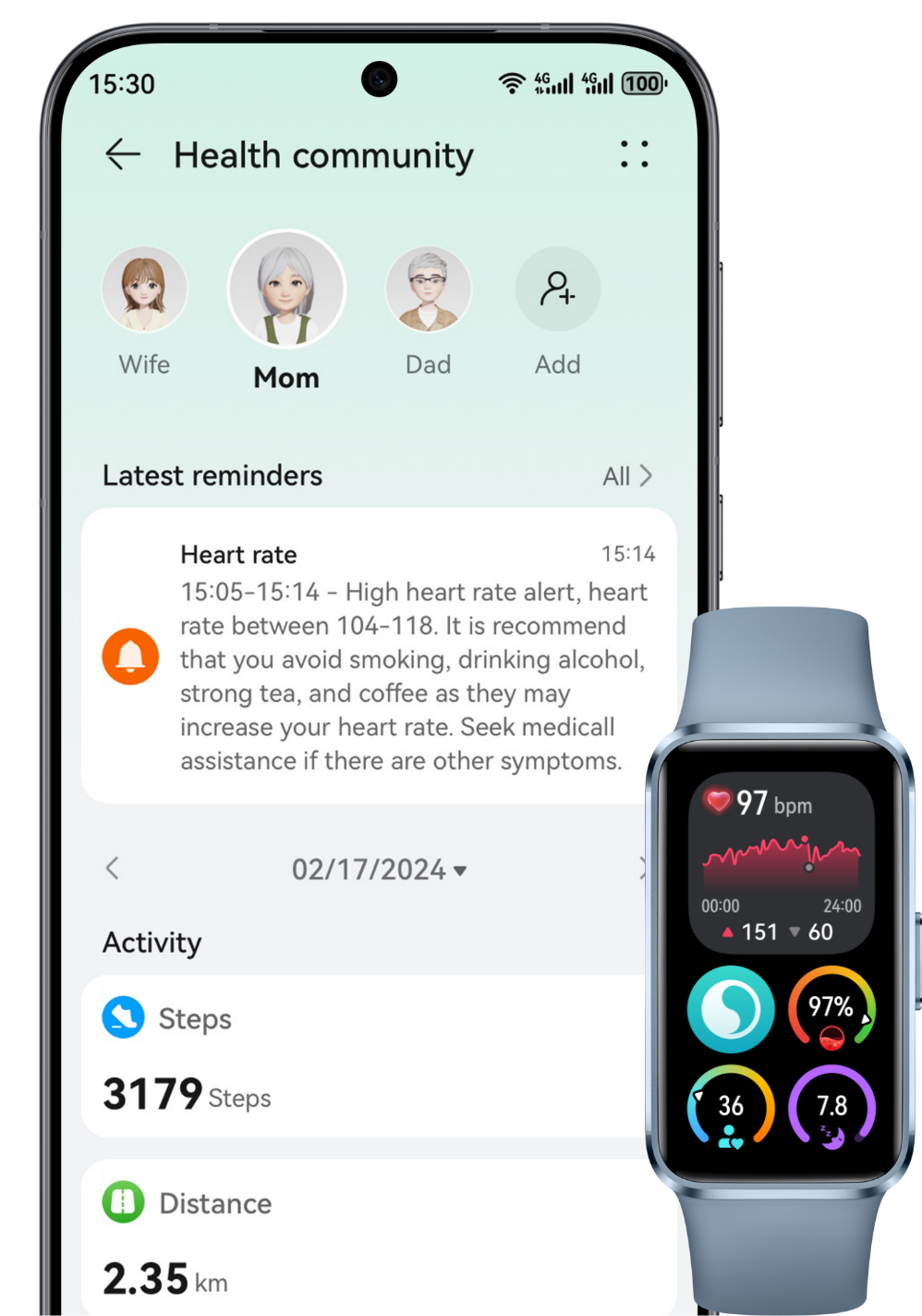HUAWEI Band 10 Pink aprašymas - Prekės nuotrauka