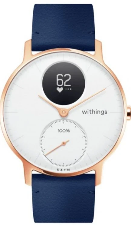 Withings odinė laikrodžio apyrankė, 18 mm, tamsiai mėlynos/rusvo aukso spalvos aprašymas - Prekės nuotrauka