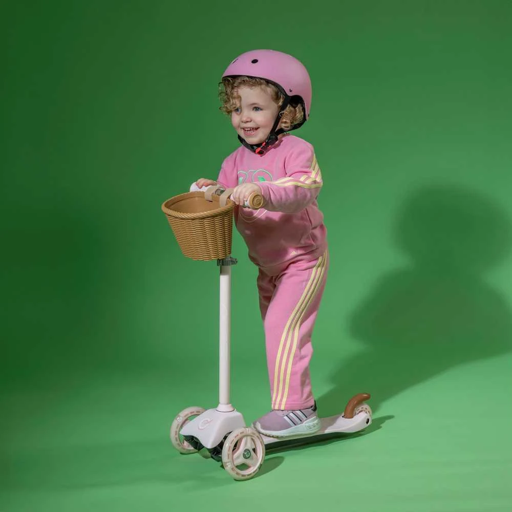 EVO reguliuojamas triratis paspirtukas vaikams, „Mini Cruiser“, su krepšeliu, 2+m., rožinės spalvos aprašymas - Prekės nuotrauka