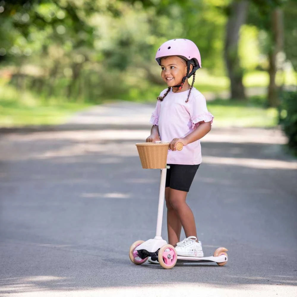 EVO reguliuojamas triratis paspirtukas vaikams, „Mini Cruiser“, su krepšeliu, 2+m., rožinės spalvos aprašymas - Prekės nuotrauka