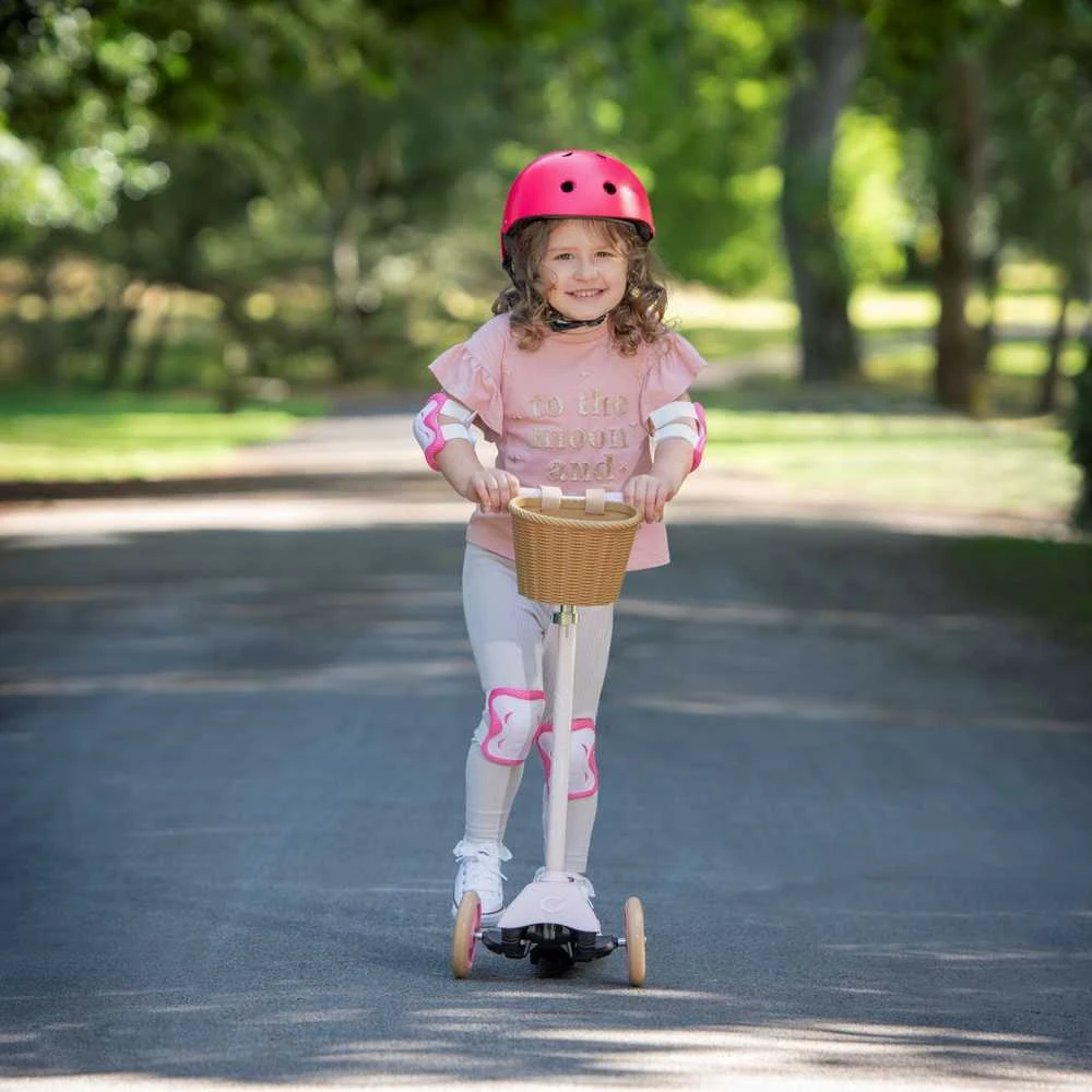 EVO reguliuojamas triratis paspirtukas vaikams, „Mini Cruiser“, su krepšeliu, 2+m., rožinės spalvos aprašymas - Prekės nuotrauka