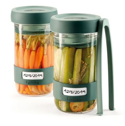 Lékué stiklainių rinkinys daržovių rauginimui Pickles Kit, žalios spalvos aprašymas - Prekės nuotrauka