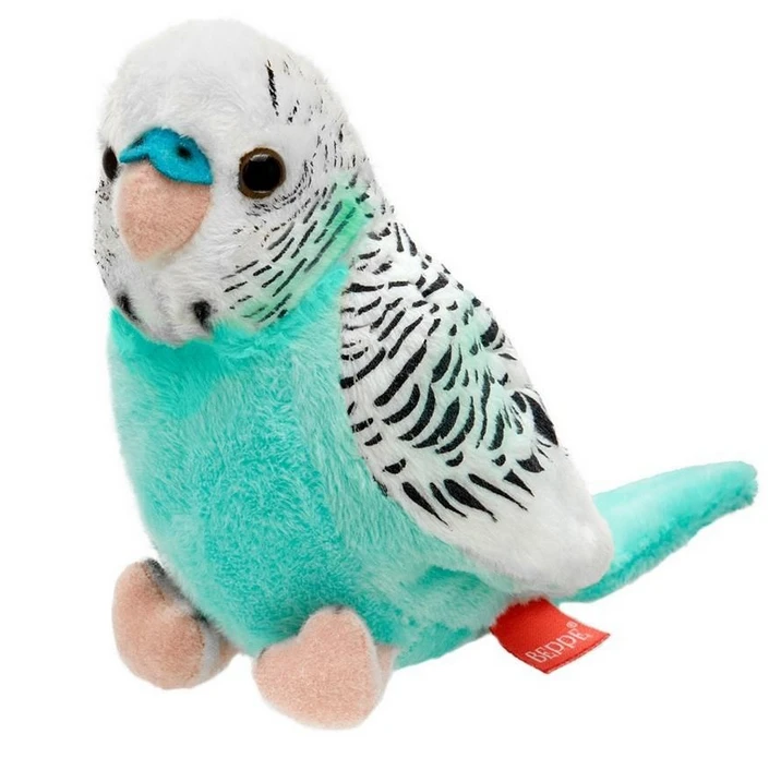 Beppe Pliušinis žaislas - žydra banguotoji papūgėlė, 13 cm aprašymas - Prekės nuotrauka