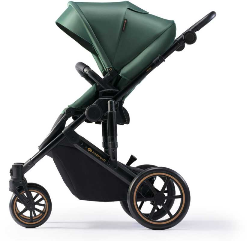 KINDERKRAFT universalus vežimėlis 3in1 PRIME 2 3IN1 MINK PRO tamsiai žalios spalvos, KSPRIM02GRE300I (Pažeista pakuotė) aprašymas - Prekės nuotrauka