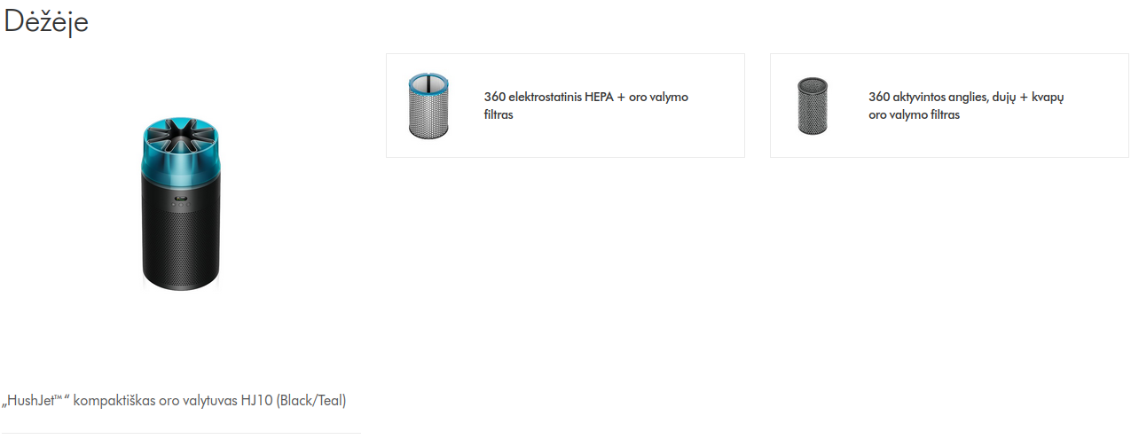 Oro valytuvas DYSON Hushjet Purifier Compact HJ10, juodas aprašymas - Prekės nuotrauka