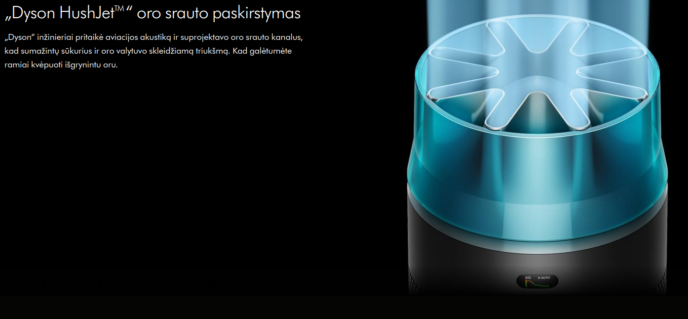 Oro valytuvas DYSON Hushjet Purifier Compact HJ10, juodas aprašymas - Prekės nuotrauka