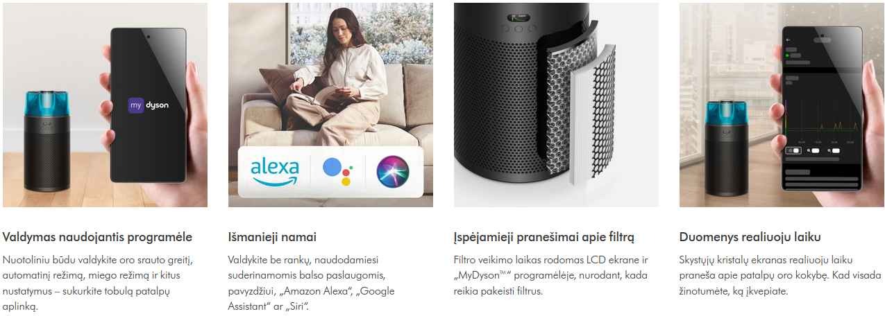 Oro valytuvas DYSON Hushjet Purifier Compact HJ10, juodas aprašymas - Prekės nuotrauka