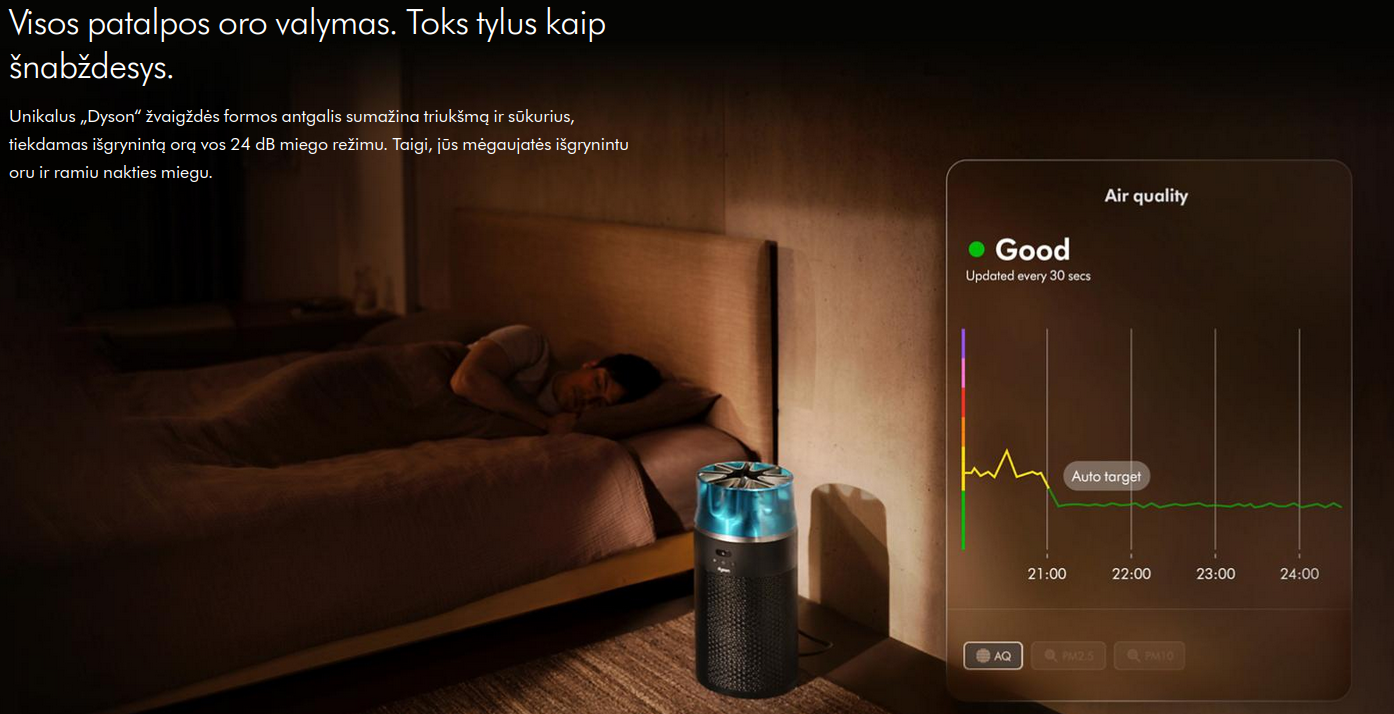 Oro valytuvas DYSON Hushjet Purifier Compact HJ10, juodas aprašymas - Prekės nuotrauka