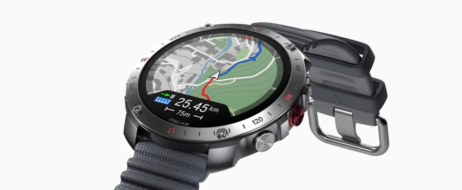 Išmanusis laikrodis Polar Grit X2 Pro, Nerūdijančio plieno korpusas su pilkos spalvos silikoniniu dirželiu aprašymas - Prekės nuotrauka