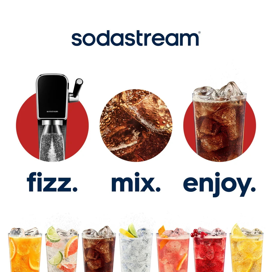 Gazuotų gėrimų gaminimo aparatas SodaStream Art, Juodas | Mirinda rinkinys (buteliukas + cilindras + Mirinda sirupas) aprašymas - Prekės nuotrauka