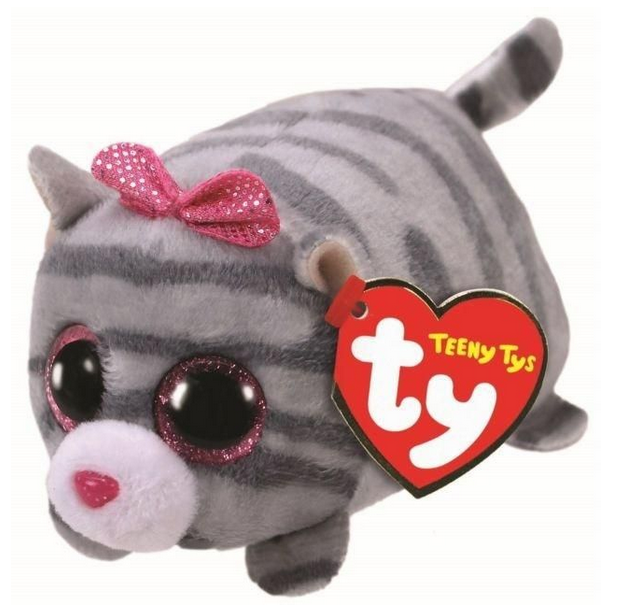 TY Teeny Tys Pliušinis žaislas - pilkas kačiukas, 10 cm aprašymas - Prekės nuotrauka