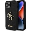 Guess PU Fixed Glitter 4G Metal Logo dėklas telefonui Apple iPhone 12/12 Pro juodos spalvos