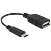 DELOCK Adapterio kabelis USB Type-C 2.0 kištukas > USB 2.0 tipo A moteriškas 15 cm juodas