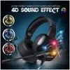 Žaidimų ausinės ONIKUMA GAMING K6 su RGB besikeičiančiomis spalvomis. 3D HD STERIO GARSAS