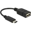 DELOCK Adapterio kabelis USB Type-C 2.0 kištukas > USB 2.0 tipo A moteriškas 15 cm juodas