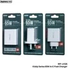 Tinklo įkroviklis 65W USB + USB-C Remax Kiddy Series RP-U125 baltos spalvos