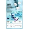 Tinklo įkroviklis 65W USB + USB-C Remax Kiddy Series RP-U125 baltos spalvos