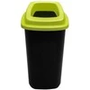 90L juoda plastikinė šiukšlių dėžė su žaliu atviru dangčiu