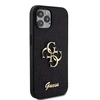 Guess PU Fixed Glitter 4G Metal Logo dėklas telefonui Apple iPhone 12/12 Pro juodos spalvos