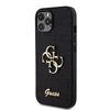 Guess PU Fixed Glitter 4G Metal Logo dėklas telefonui Apple iPhone 12/12 Pro juodos spalvos
