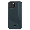Mercedes Benz Apple iPhone 13 Mini Mercedes dėklas odinis Perforated Area (MEHCP13SCDONA) mėlynos spalvos