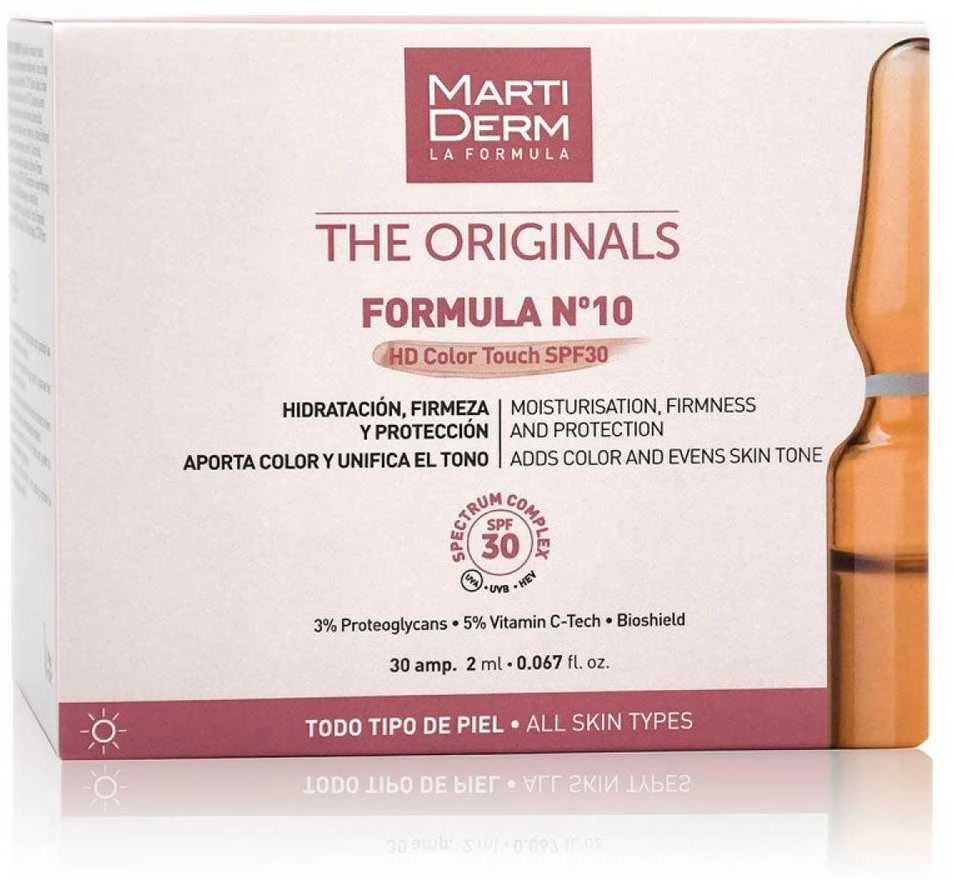 MartiDerm FORMULA Nº10 HD Color Touch SPF 30 veido ampulės, 30 x 2 ml