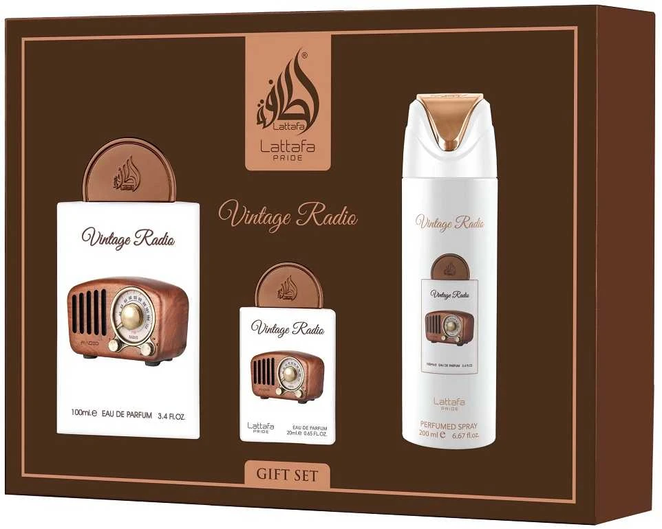 Set Lattafa Vintage Radio EDP 100ml + EDP 20ml + Dezodorantas 200ml