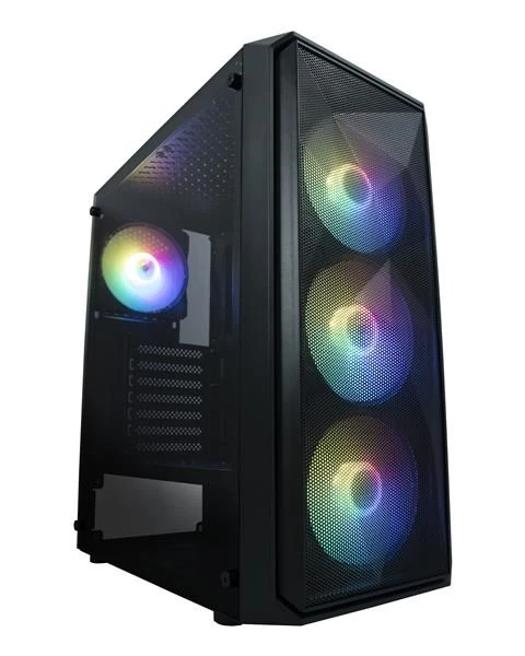 „VeinX“ korpusas ME19A vidutinio dydžio bokštas, be spyruoklių, 1x USB3.0, 1x USB2.0, 4x 120 mm ARGB ventiliatoriai, 1x ARGB valdiklis, juodas aprašymas - Prekės nuotrauka